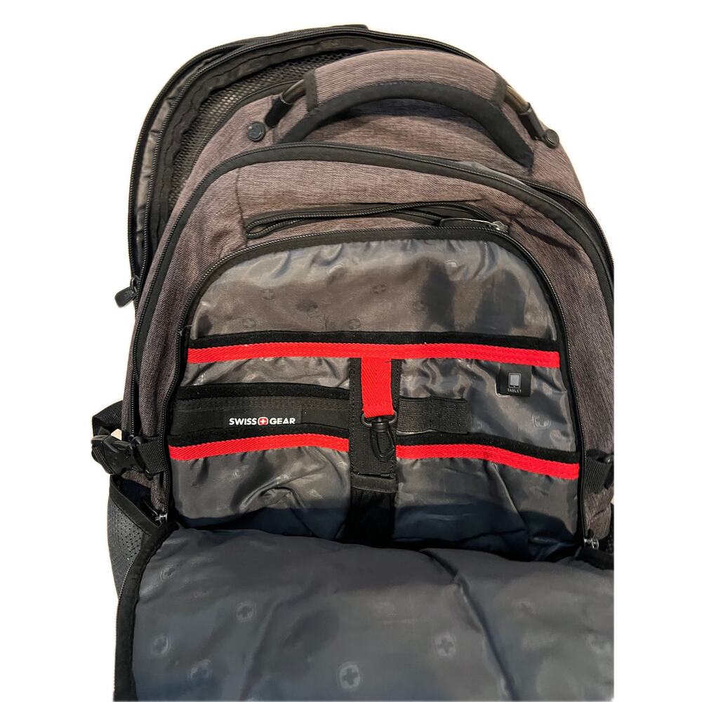 Swiss Gear 3760 Laptop Backpack Gray Black Red 28L - Picture 3 of 5